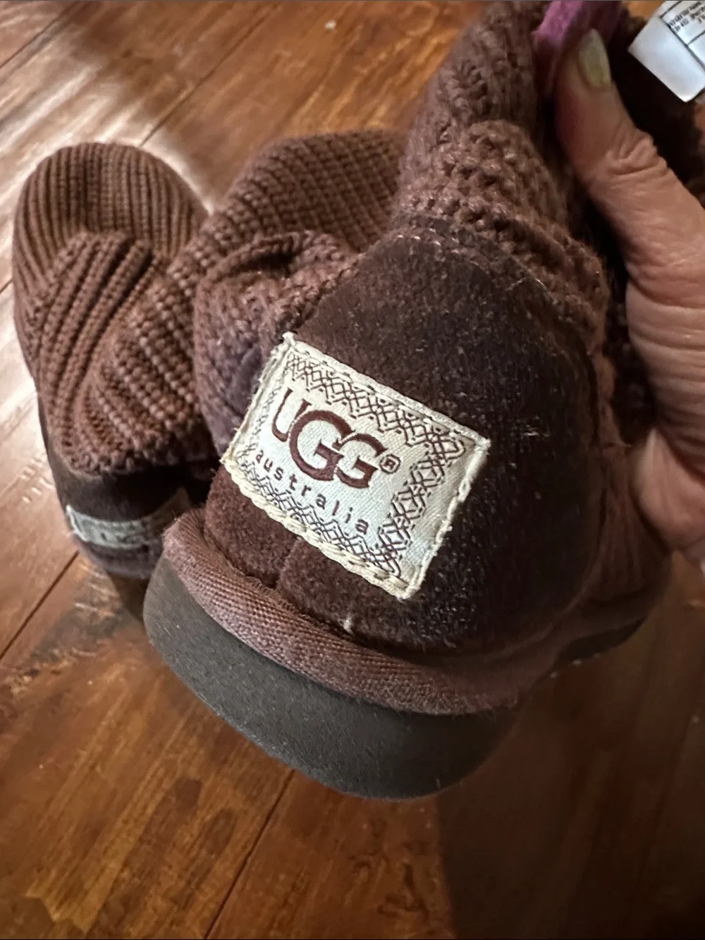 UGG Australia Candy II 1967 Brown Knit Rainbow Button Boots Girls Size 1